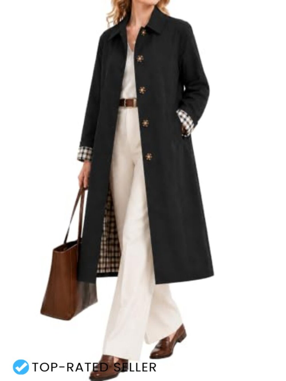 Waterproof Lightweight Trench Coat Single Breasted Loose Fit Long Rain Coat